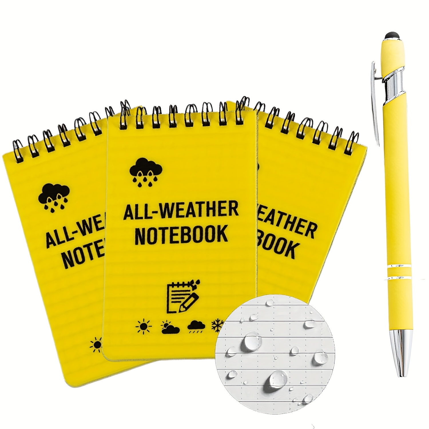Outdoor Adventure Books - 4-delige weerbestendige outdoor-avontuur-zaknotitieboekjesset met pen, draagbaar